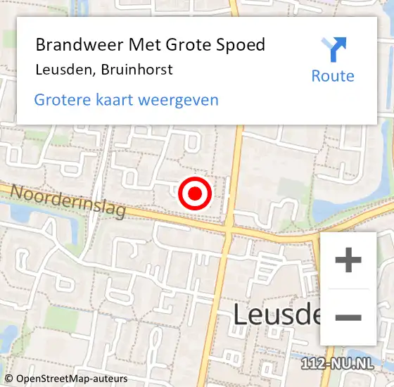 Locatie op kaart van de 112 melding: Brandweer Met Grote Spoed Naar Leusden, Bruinhorst op 17 juni 2023 06:38