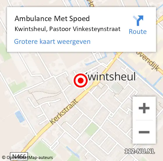Locatie op kaart van de 112 melding: Ambulance Met Spoed Naar Kwintsheul, Pastoor Vinkesteynstraat op 17 juni 2023 06:54