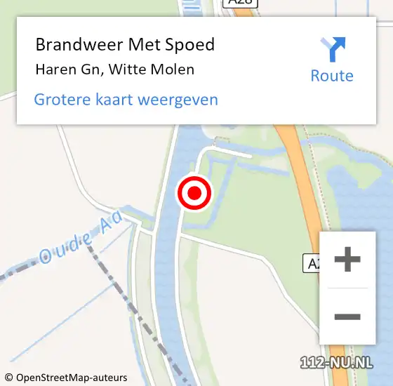 Locatie op kaart van de 112 melding: Brandweer Met Spoed Naar Haren Gn, Witte Molen op 17 juni 2023 07:53