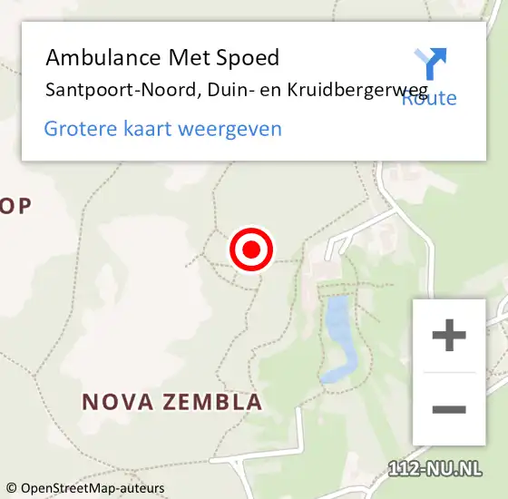 Locatie op kaart van de 112 melding: Ambulance Met Spoed Naar Santpoort-Noord, Duin- en Kruidbergerweg op 17 juni 2023 08:28