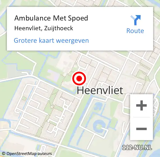 Locatie op kaart van de 112 melding: Ambulance Met Spoed Naar Heenvliet, Zuijthoeck op 17 juni 2023 09:31