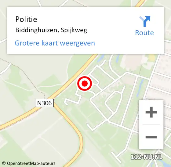 Locatie op kaart van de 112 melding: Politie Biddinghuizen, Spijkweg op 17 juni 2023 09:50