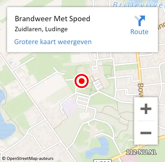 Locatie op kaart van de 112 melding: Brandweer Met Spoed Naar Zuidlaren, Ludinge op 17 juni 2023 10:00