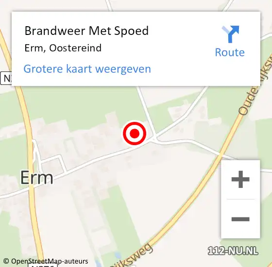 Locatie op kaart van de 112 melding: Brandweer Met Spoed Naar Erm, Oostereind op 17 juni 2023 10:49