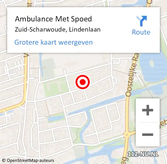 Locatie op kaart van de 112 melding: Ambulance Met Spoed Naar Zuid-Scharwoude, Lindenlaan op 17 juni 2023 10:53