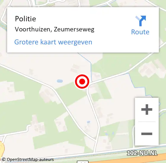 Locatie op kaart van de 112 melding: Politie Voorthuizen, Zeumerseweg op 17 juni 2023 10:55