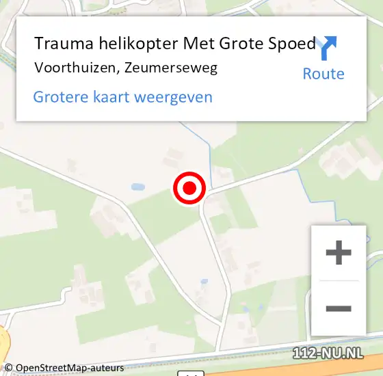 Locatie op kaart van de 112 melding: Trauma helikopter Met Grote Spoed Naar Voorthuizen, Zeumerseweg op 17 juni 2023 10:58