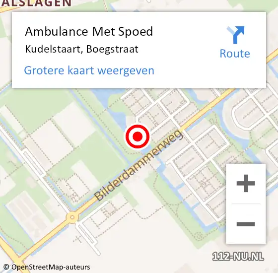 Locatie op kaart van de 112 melding: Ambulance Met Spoed Naar Kudelstaart, Boegstraat op 17 juni 2023 11:00