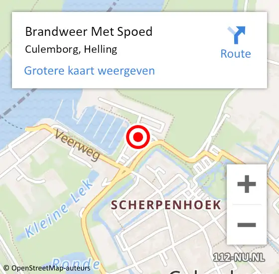 Locatie op kaart van de 112 melding: Brandweer Met Spoed Naar Culemborg, Helling op 17 juni 2023 11:02