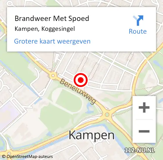 Locatie op kaart van de 112 melding: Brandweer Met Spoed Naar Kampen, Koggesingel op 17 juni 2023 11:36