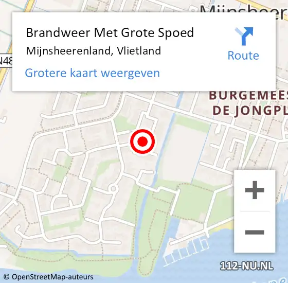 Locatie op kaart van de 112 melding: Brandweer Met Grote Spoed Naar Mijnsheerenland, Vlietland op 17 juni 2023 11:54