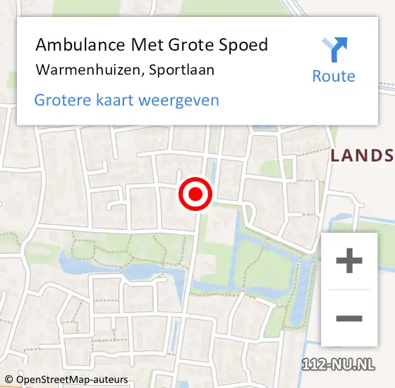 Locatie op kaart van de 112 melding: Ambulance Met Grote Spoed Naar Warmenhuizen, Sportlaan op 17 juni 2023 12:09