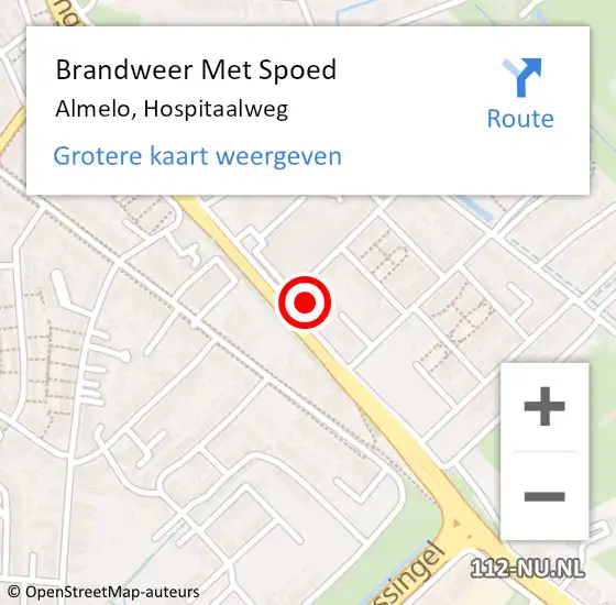 Locatie op kaart van de 112 melding: Brandweer Met Spoed Naar Almelo, Hospitaalweg op 17 juni 2023 12:11