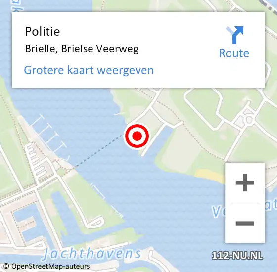 Locatie op kaart van de 112 melding: Politie Brielle, Brielse Veerweg op 17 juni 2023 12:27