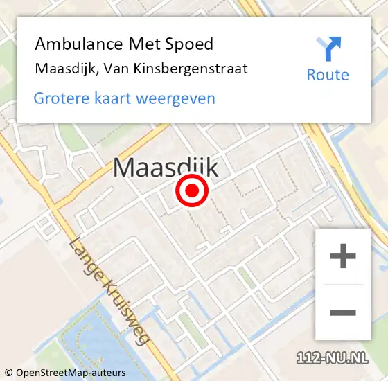 Locatie op kaart van de 112 melding: Ambulance Met Spoed Naar Maasdijk, Van Kinsbergenstraat op 17 juni 2023 12:28