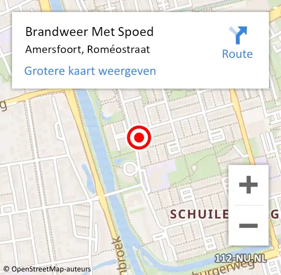 Locatie op kaart van de 112 melding: Brandweer Met Spoed Naar Amersfoort, Roméostraat op 17 juni 2023 12:29