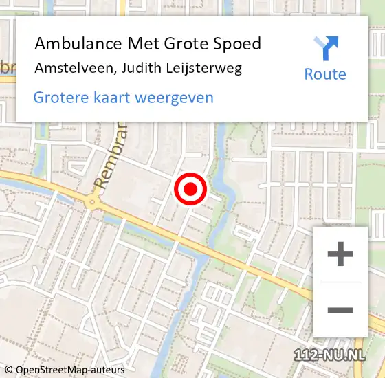 Locatie op kaart van de 112 melding: Ambulance Met Grote Spoed Naar Amstelveen, Judith Leijsterweg op 17 juni 2023 12:47