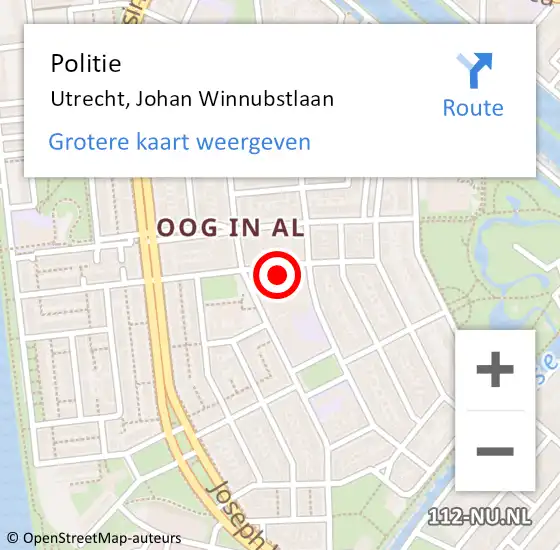 Locatie op kaart van de 112 melding: Politie Utrecht, Johan Winnubstlaan op 17 juni 2023 12:51