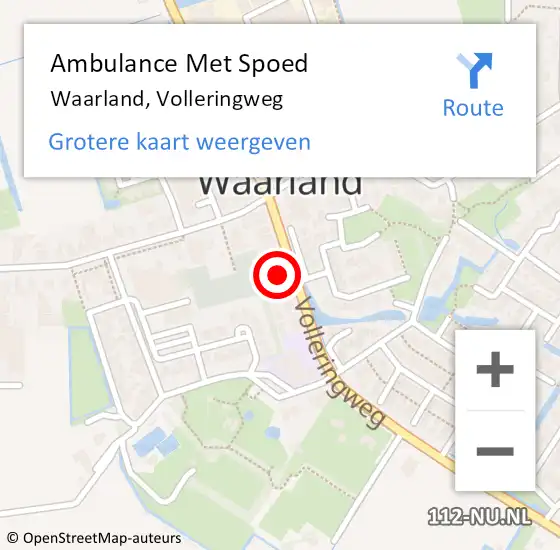 Locatie op kaart van de 112 melding: Ambulance Met Spoed Naar Waarland, Volleringweg op 17 juni 2023 12:57