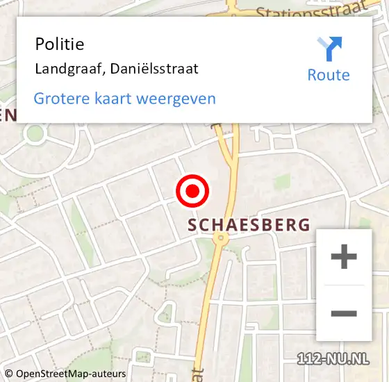 Locatie op kaart van de 112 melding: Politie Landgraaf, Daniëlsstraat op 17 juni 2023 12:57