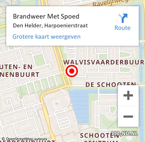 Locatie op kaart van de 112 melding: Brandweer Met Spoed Naar Den Helder, Harpoenierstraat op 17 juni 2023 12:58