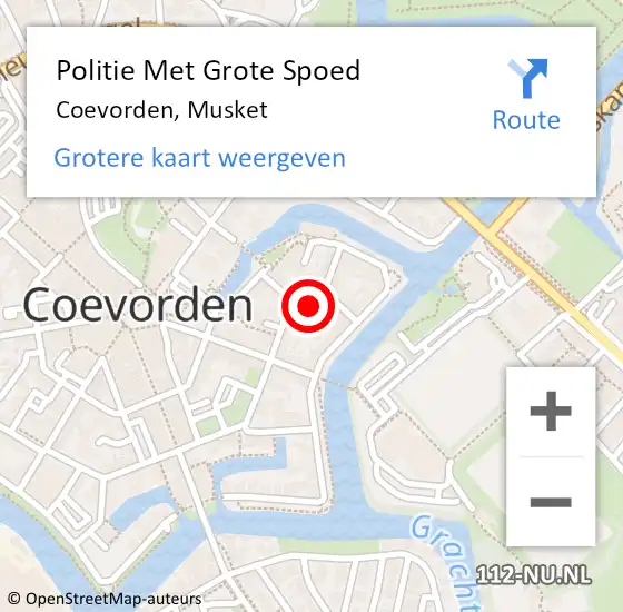Locatie op kaart van de 112 melding: Politie Met Grote Spoed Naar Coevorden, Musket op 17 juni 2023 13:15