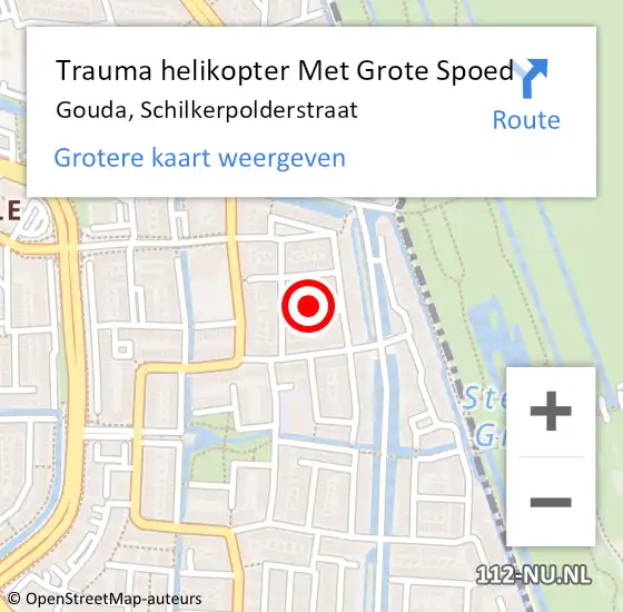 Locatie op kaart van de 112 melding: Trauma helikopter Met Grote Spoed Naar Gouda, Schilkerpolderstraat op 17 juni 2023 13:34