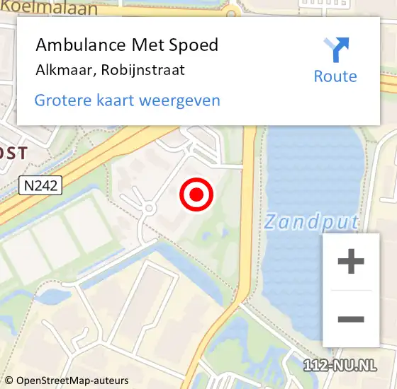 Locatie op kaart van de 112 melding: Ambulance Met Spoed Naar Alkmaar, Robijnstraat op 17 juni 2023 13:39