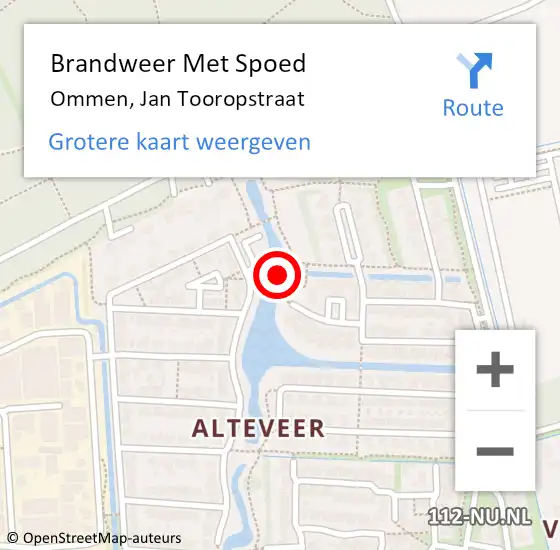 Locatie op kaart van de 112 melding: Brandweer Met Spoed Naar Ommen, Jan Tooropstraat op 17 juni 2023 14:12