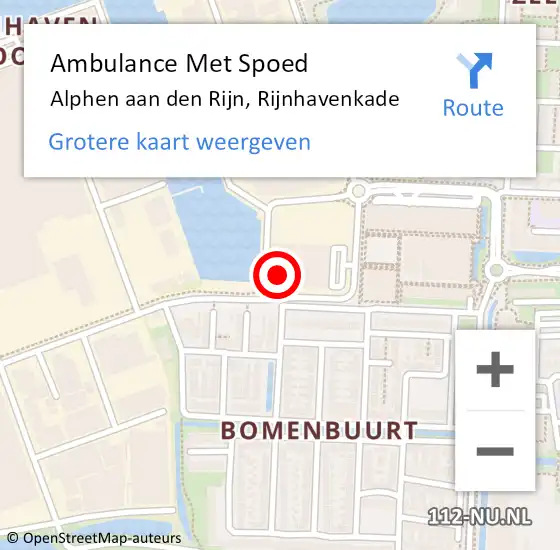 Locatie op kaart van de 112 melding: Ambulance Met Spoed Naar Alphen aan den Rijn, Rijnhavenkade op 17 juni 2023 14:20