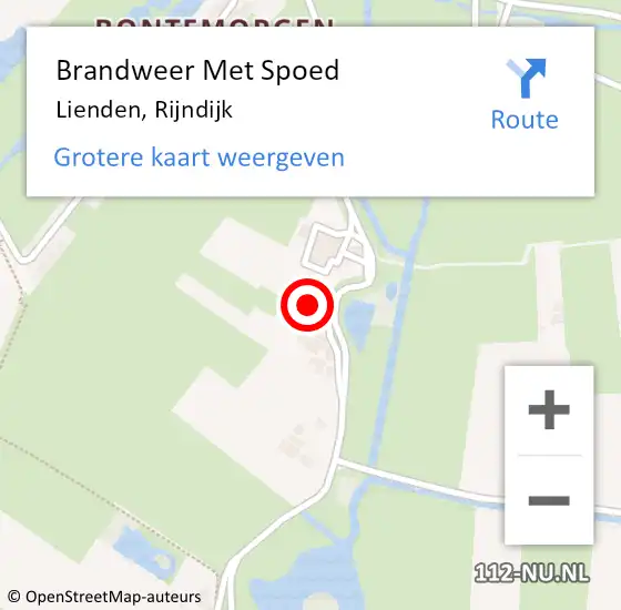 Locatie op kaart van de 112 melding: Brandweer Met Spoed Naar Lienden, Rijndijk op 17 juni 2023 14:44