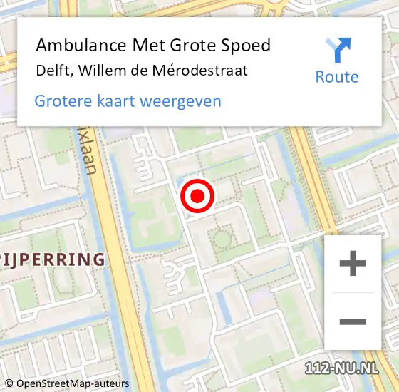 Locatie op kaart van de 112 melding: Ambulance Met Grote Spoed Naar Delft, Willem de Mérodestraat op 17 juni 2023 15:07