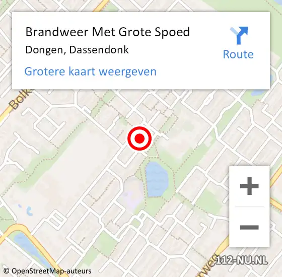 Locatie op kaart van de 112 melding: Brandweer Met Grote Spoed Naar Dongen, Dassendonk op 17 juni 2023 15:08