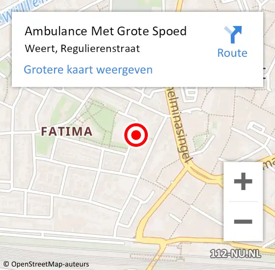 Locatie op kaart van de 112 melding: Ambulance Met Grote Spoed Naar Weert, Regulierenstraat op 13 oktober 2013 02:57