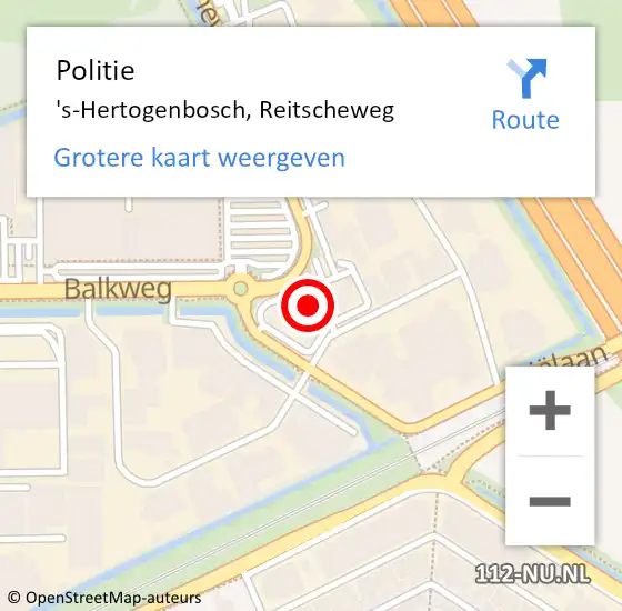 Locatie op kaart van de 112 melding: Politie 's-Hertogenbosch, Reitscheweg op 17 juni 2023 15:09