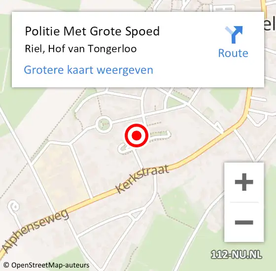 Locatie op kaart van de 112 melding: Politie Met Grote Spoed Naar Riel, Hof van Tongerloo op 17 juni 2023 15:59