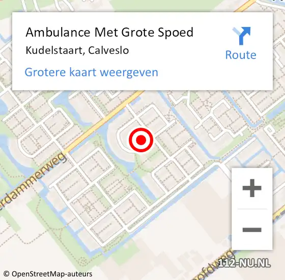 Locatie op kaart van de 112 melding: Ambulance Met Grote Spoed Naar Kudelstaart, Calveslo op 17 juni 2023 16:02