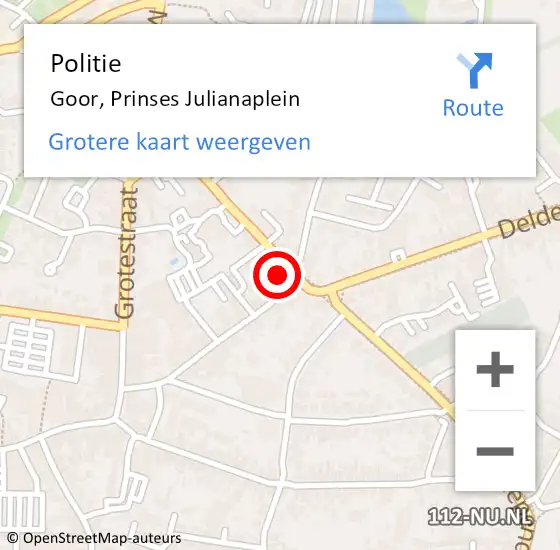 Locatie op kaart van de 112 melding: Politie Goor, Prinses Julianaplein op 17 juni 2023 16:10