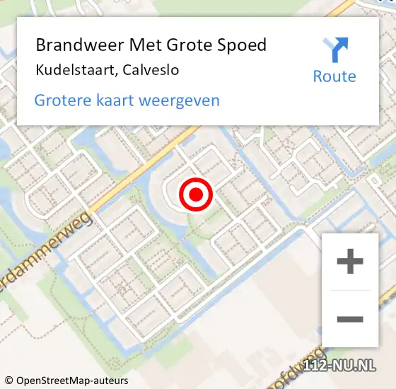 Locatie op kaart van de 112 melding: Brandweer Met Grote Spoed Naar Kudelstaart, Calveslo op 17 juni 2023 16:12