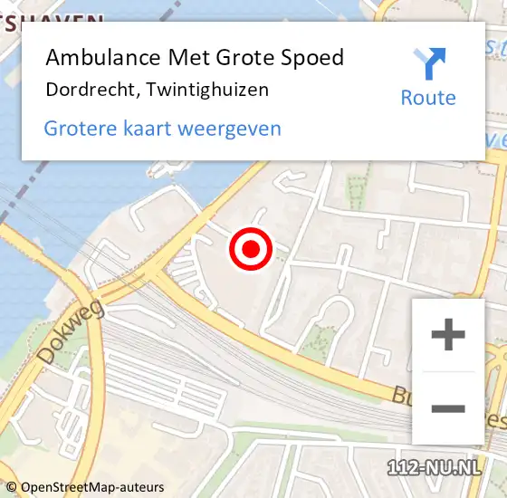 Locatie op kaart van de 112 melding: Ambulance Met Grote Spoed Naar Dordrecht, Twintighuizen op 17 juni 2023 16:32