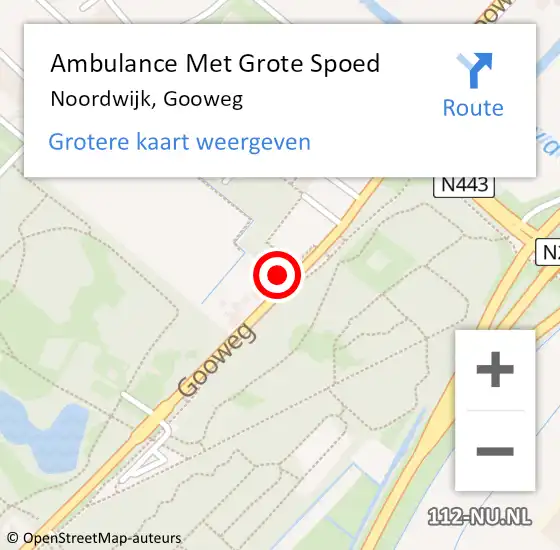 Locatie op kaart van de 112 melding: Ambulance Met Grote Spoed Naar Noordwijk, Gooweg op 17 juni 2023 16:49