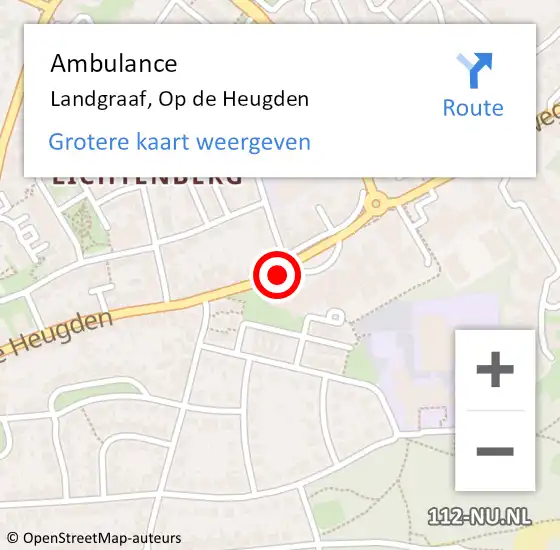 Locatie op kaart van de 112 melding: Ambulance Landgraaf, Op de Heugden op 29 augustus 2014 11:28