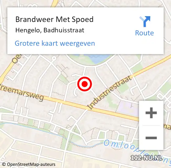 Locatie op kaart van de 112 melding: Brandweer Met Spoed Naar Hengelo, Badhuisstraat op 17 juni 2023 17:11