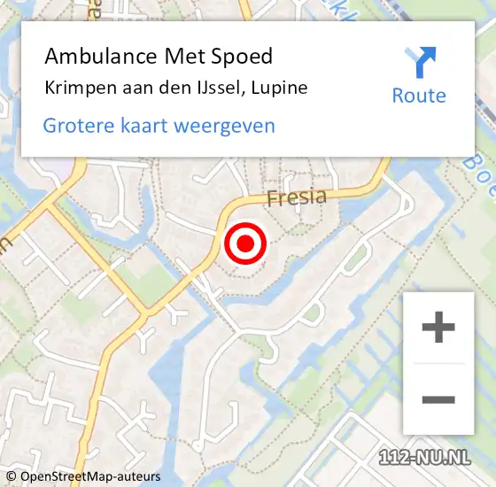 Locatie op kaart van de 112 melding: Ambulance Met Spoed Naar Krimpen aan den IJssel, Lupine op 17 juni 2023 17:20