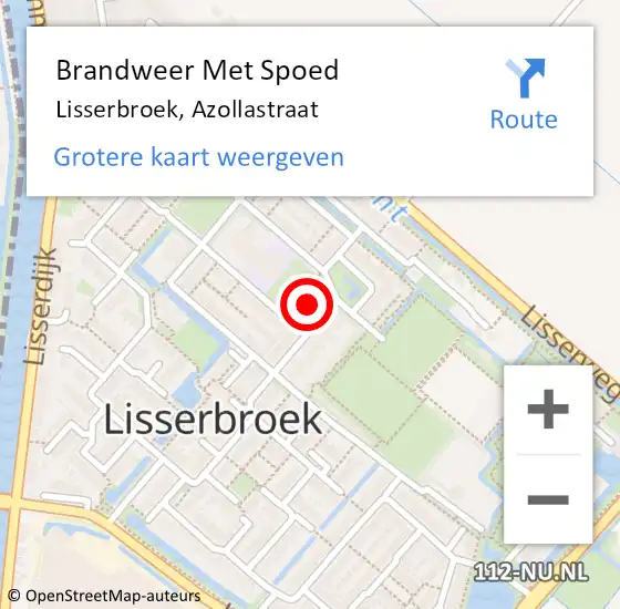 Locatie op kaart van de 112 melding: Brandweer Met Spoed Naar Lisserbroek, Azollastraat op 17 juni 2023 17:32