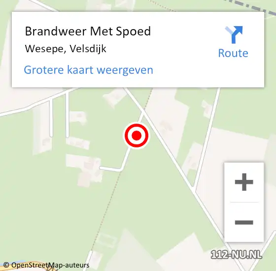 Locatie op kaart van de 112 melding: Brandweer Met Spoed Naar Wesepe, Velsdijk op 17 juni 2023 17:44