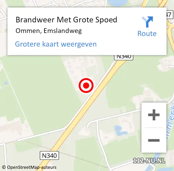 Locatie op kaart van de 112 melding: Brandweer Met Grote Spoed Naar Ommen, Emslandweg op 17 juni 2023 18:01