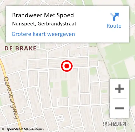 Locatie op kaart van de 112 melding: Brandweer Met Spoed Naar Nunspeet, Gerbrandystraat op 17 juni 2023 18:44