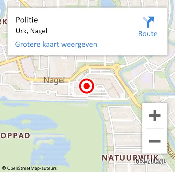 Locatie op kaart van de 112 melding: Politie Urk, Nagel op 17 juni 2023 18:46