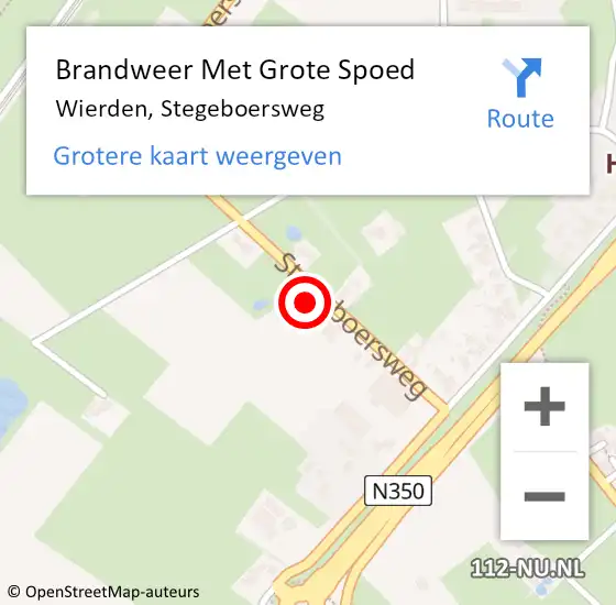 Locatie op kaart van de 112 melding: Brandweer Met Grote Spoed Naar Wierden, Stegeboersweg op 17 juni 2023 18:47